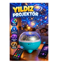 Çok Renkli LED Yıldız Projektör Gece Lambası – Bluetooth Müzik Çalar, 7 Renk ve Uzaktan Kumanda