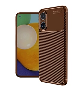 Realme 12 Lite Kılıf Auto Focus Karbon Kapak - Kahverengi