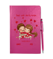 Sevgililer Gününe Özel Pembe Defter Kalem & Hediye Seti 14