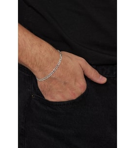 4mm Barlı 925 Ayar Gümüş Erkek Zincir Bileklik Veb-5023