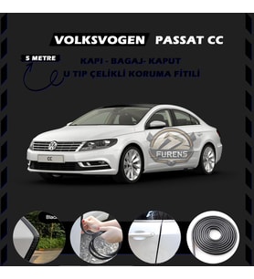 Volksvogen Passat cc Oto Araç Kapı Koruma Fitili 5metre Parlak Siyah Renk