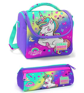 Coral High Mor Yeşil Tekboynuz Unicorn Kız Çocuk Beslenme Çantası Seti