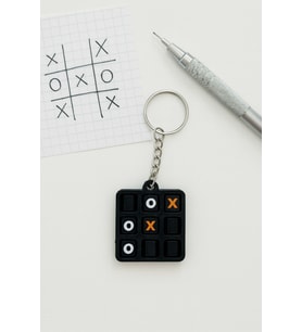 Oynanabilir XOX Anahtarlık - Tic Tac Toe Anahtarlık (4,5 cm) (K.Siyah)