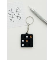 Oynanabilir XOX Anahtarlık - Tic Tac Toe Anahtarlık (4,5 cm) (K.Siyah)