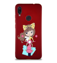 Xiaomi Redmi Note 7 Soft Premier Kapak Vespagirl Tasarımlı Silikon Kılıf - Mürdüm (Şeffaf)