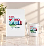 Fransızca Öğretmenine İsme Özel Defter Kalem ve Kupa Hediye Seti