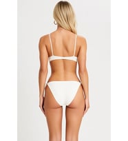 Kadın Balconette Bikini Takımı Dokulu Örme Kumaş Tünelli Kaplı Normal Bel Slip Alt Ayarlanabilir