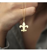 Kişiye Özel 925 Ayar Gümüş Fleur De Lis Zambak Sembol Kolye (Gold)