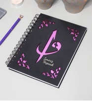 Kişiye Özel Elif Vav Desenli Ahşap Kapaklı Defter - Ajanda - İsme Özel - A5 60 Yaprak (120 SAYFA) Hediyelik (Pembe)