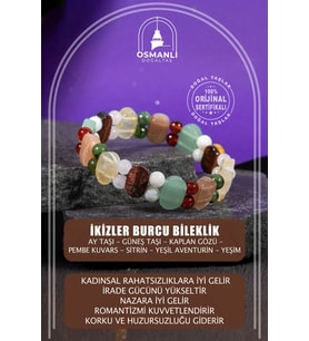 İkizler Burcu Bileklik Ay Taşı, Güneş Taşı, Kaplan Gözü, Pembe Kuvars, Sitrin, Yeşil Aventurin, Yeşi