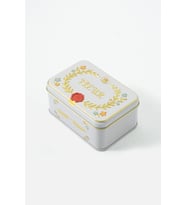 Premium Fleur Gold Kabartmalı Metal Dekoratif Kutu - Beyaz