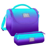 Coral High Turkuaz Mor Renk Geçişli Desenli Erkek Çocuk Isı Yalıtımlı Beslenme Çantası ve Kalemlik Seti