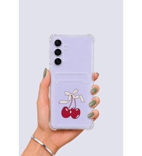 Samsung Galaxy S25 FE Kartlıklı Kiraz Desenli Kılıf