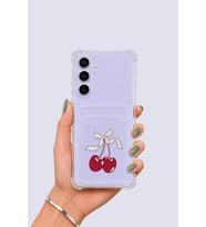 Samsung Galaxy S25 FE Kartlıklı Kiraz Desenli Kılıf