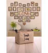 Jüt Orta Boy Simple Living Baskılı Düzenleyici Saklama Sepeti Set 30x22x18