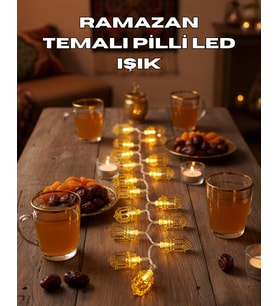 Ramazan Işıkları Pilli Altın Fener Tasarımlı Dekoratif LED Aydınlatma