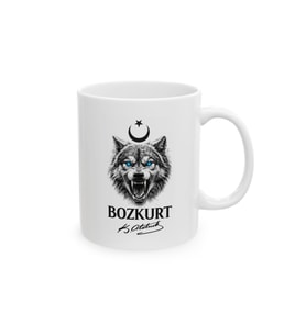 Bozkurt Temalı Türk Motifli Porselen Kupa Bardak Anlamlı Hediye Kalıcı Baskı