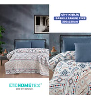 ETEHOMETEX ÇİFT KİŞİLİK BASKILI PAMUK PİKE ANATOLİA MAVİ 8696474231843