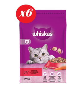 Whiskas Biftekli Havuçlu Kuru Kedi Maması 300 Gr Set 6'lı