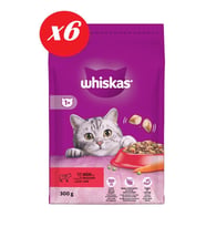 Whiskas Biftekli Havuçlu Kuru Kedi Maması 300 Gr Set 6'lı