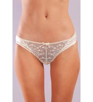 Giyim Golshan Giselle Mini Slip, Kadın Güpürlü Saten Ekru Külot