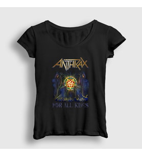 Presmono Kadın Siyah Kings Anthrax T-Shirt 10241tt
