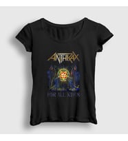 Presmono Kadın Siyah Kings Anthrax T-Shirt 10241tt