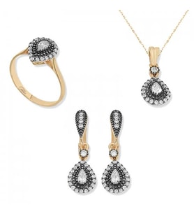 Gümüş Elmas Montür Damla Bayan Set (Standart)