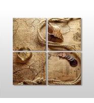 Papirüs Harita Kanvas Tablo 60x60cm (Karışık)