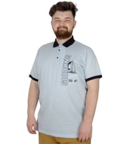 Mode XL Büyük Beden T-Shirt Polo Surfing 22328 Mavi
