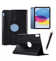 Apple iPad 10. Nesil / iPad A16 Uyumlu 10,9 inç Tablet Kılıfı Cam Kalem Set (Siyah)
