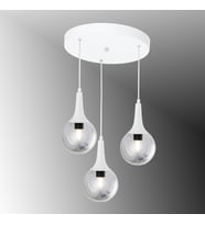TT601-3Y-FULLBY TT Aydınlatma Mat Beyaz 3 lü Uzun Hunili Yuvarlak Avize
