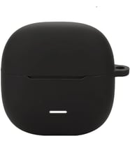 Xiaomi Redmi Buds 8 ile Uyumlu Silikon Kulaklık Kılıfı, Karabina Kancalı, Alt Şarj Kapağı Açılabilir, Darbe Emici Çizilme Önleyici Kaymaz Koruyucu Kulaklık Kılıfı Siyah