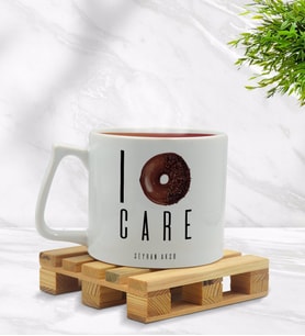 BK Gift Kişiye Özel I Don't Care Tasarımlı Middle Beyaz Kupa Bardak Model 1