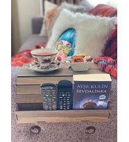 Dekoratif Derili Ahşap Koltuk Kenarı Kumandalık Bardaklık Organizer Lazer Kesim, MDF