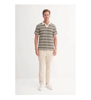 Cazador Regular Fit Örme Çizgili Yeşil Erkek Polo Yaka T-shirt 40330