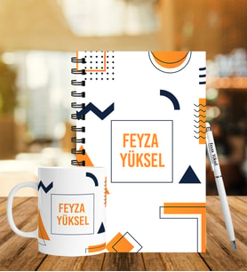Kişiye Özel Ahşap Defter Kalem Kupa Hediye Seti