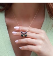 Renkli Zirkon Taşlı Kelebek Model Rose Gold Kaplama Gümüş Kolye