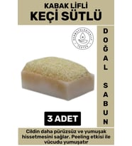 Özel Üretim Masaj Etkili Nemlendirici Kuruluk Giderici Doğal Kabak Lifli Keçi Sütlü Sabun 3 Adet