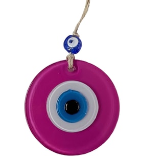 Mini Boy Pembe Nazar Boncuklu Duvar Süsü 10 Cm Cam Duvar Dekoru