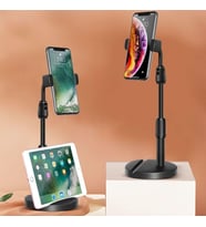 Masa Üstü Tablet ve Telefon Tutucu Plastik Aparat Siyah Telefon Standı (5343)