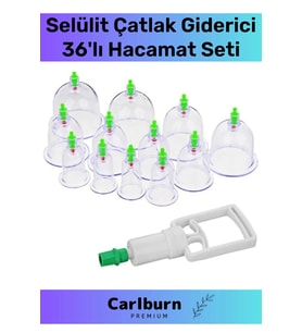 Premium Series Selülit Çatlak Giderici Vakumlu Masaj Aleti 36'lı Kupa Hacamat Seti