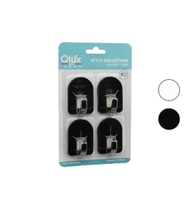 QLUX L-00950 4PCS DOME ASKI NO-2 KUBBELİ - SİYAH - BEYAZ - PLASTİK ASKI YAPIŞKANLI MONTAJ (5343)