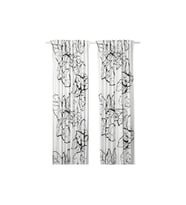 Fon Perde/2 Kanat, Beyaz-Çiçek Desenli, 145x300 cm, Işık Filtreleyici, Polyester