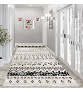 Rovigo Home Dijital Baskı Yıkanabilir Kaymaz Taban Salon Halısı Ve Yolluk RV139-FNL444 (Kahverengi)