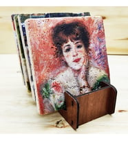 Pierre-Auguste Renoir - Doğal Taş Bardak Altlığı 4'lü Set Standlı