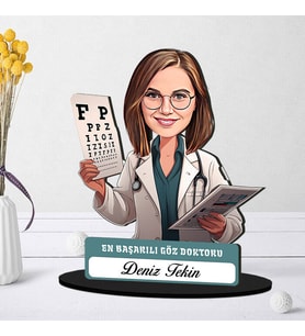 En Başarılı Kadın Göz Doktoruna Hediye Karikatürlü Biblo