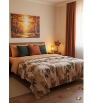 Çift Kişilik Baskılı Pike Yatak Örtüsü Daisy 200x230 cm (Krem)