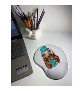 Gözlüklü Köpek Bilek Destekli Mouse Pad