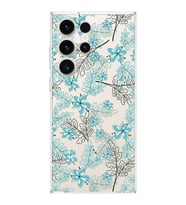 Samsung Galaxy S23 Ultra  Kamera korumalı Kapak Floral Su Yeşili Tasarımlı  Şeffaf Kılıf